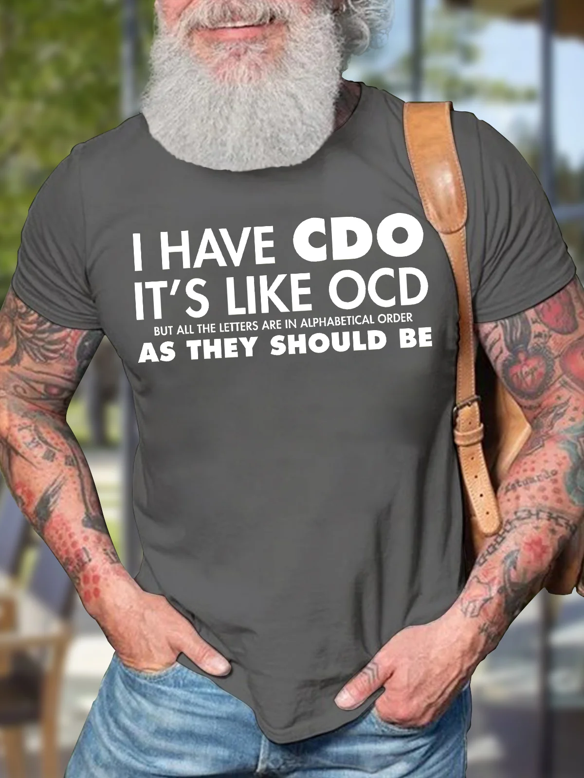 Men's I Have Cdo It Is Like Ocd But As They Should Be Funny Graphic Print Text Letters Cotton Casual T-Shirt