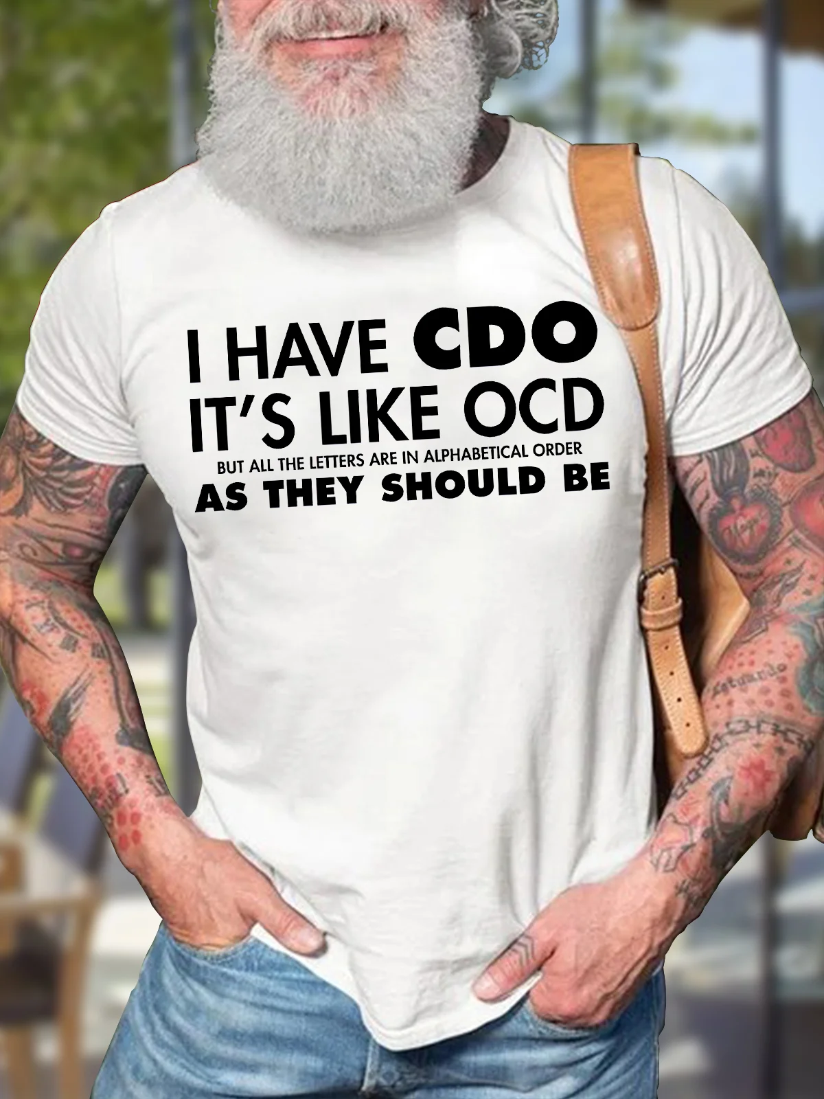 Men's I Have Cdo It Is Like Ocd But As They Should Be Funny Graphic Print Text Letters Cotton Casual T-Shirt