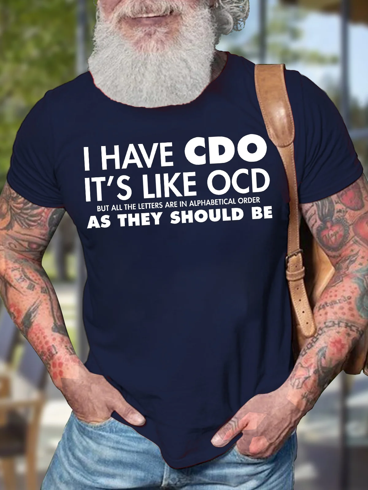 Men's I Have Cdo It Is Like Ocd But As They Should Be Funny Graphic Print Text Letters Cotton Casual T-Shirt