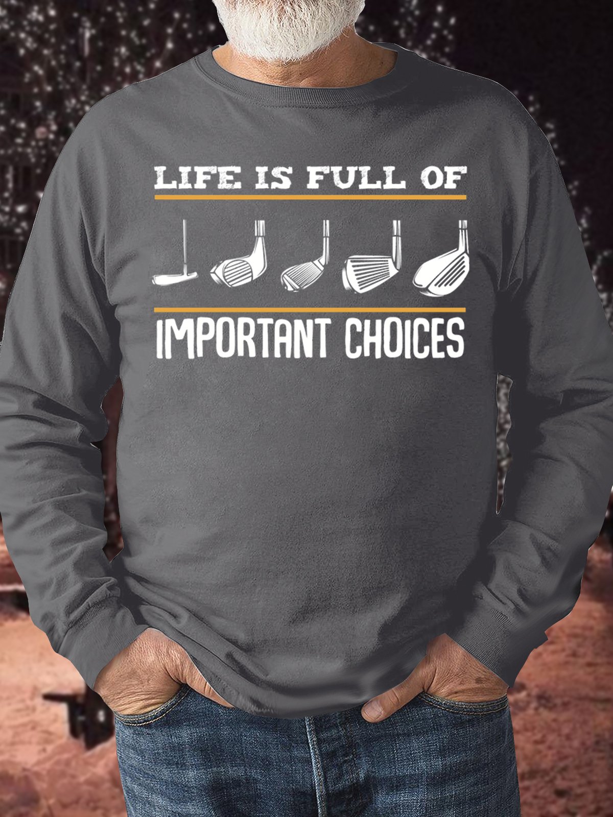 Men's Life Is Full Of Important Choices Funny Graphic Print Loose Casual Text Letters Cotton-Blend Sweatshirt