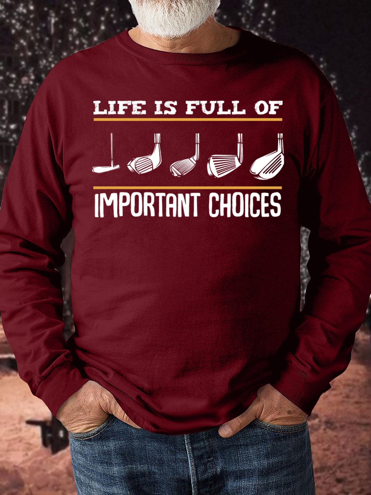 Men's Life Is Full Of Important Choices Funny Graphic Print Loose Casual Text Letters Cotton-Blend Sweatshirt