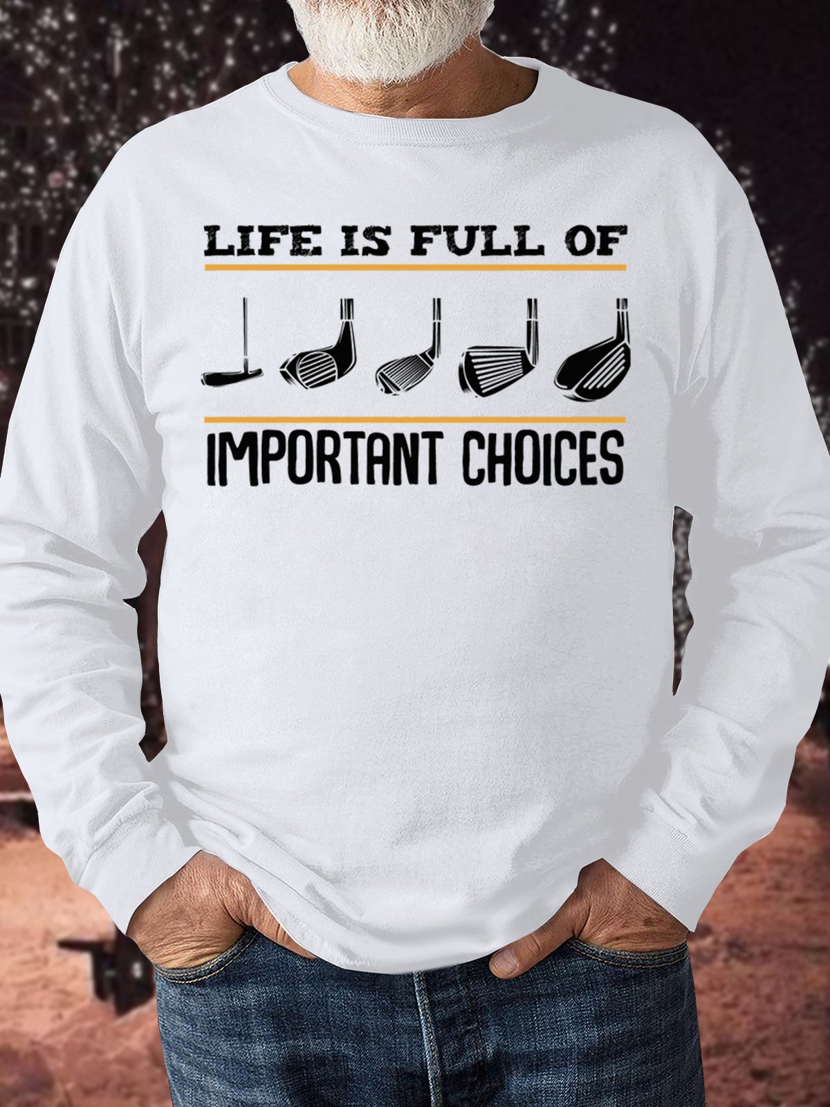 Men's Life Is Full Of Important Choices Funny Graphic Print Loose Casual Text Letters Cotton-Blend Sweatshirt