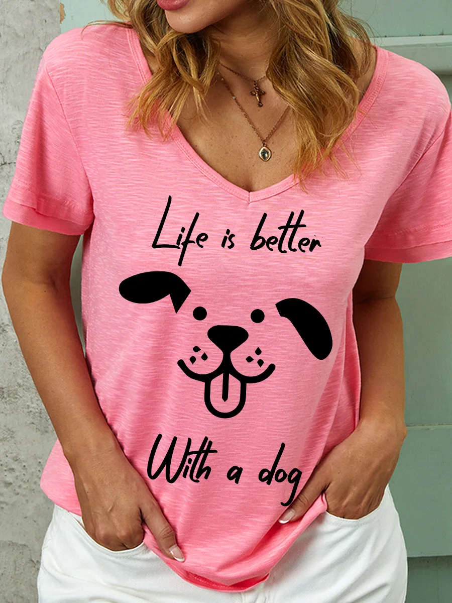 Lilicloth X Rajib Sheikh Life Is Better With A Dog Women's V Neck T-Shirt