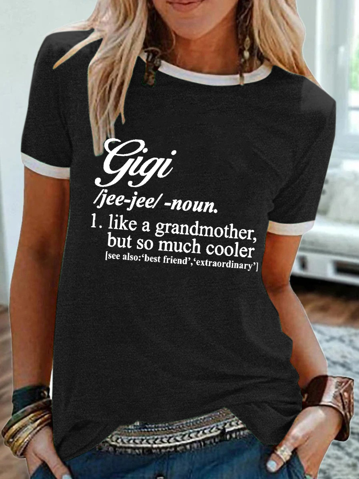 Women‘s Funny Gigi Like A Grandmother But So Much Cooler Simple Regular Fit Cotton-Blend T-Shirt