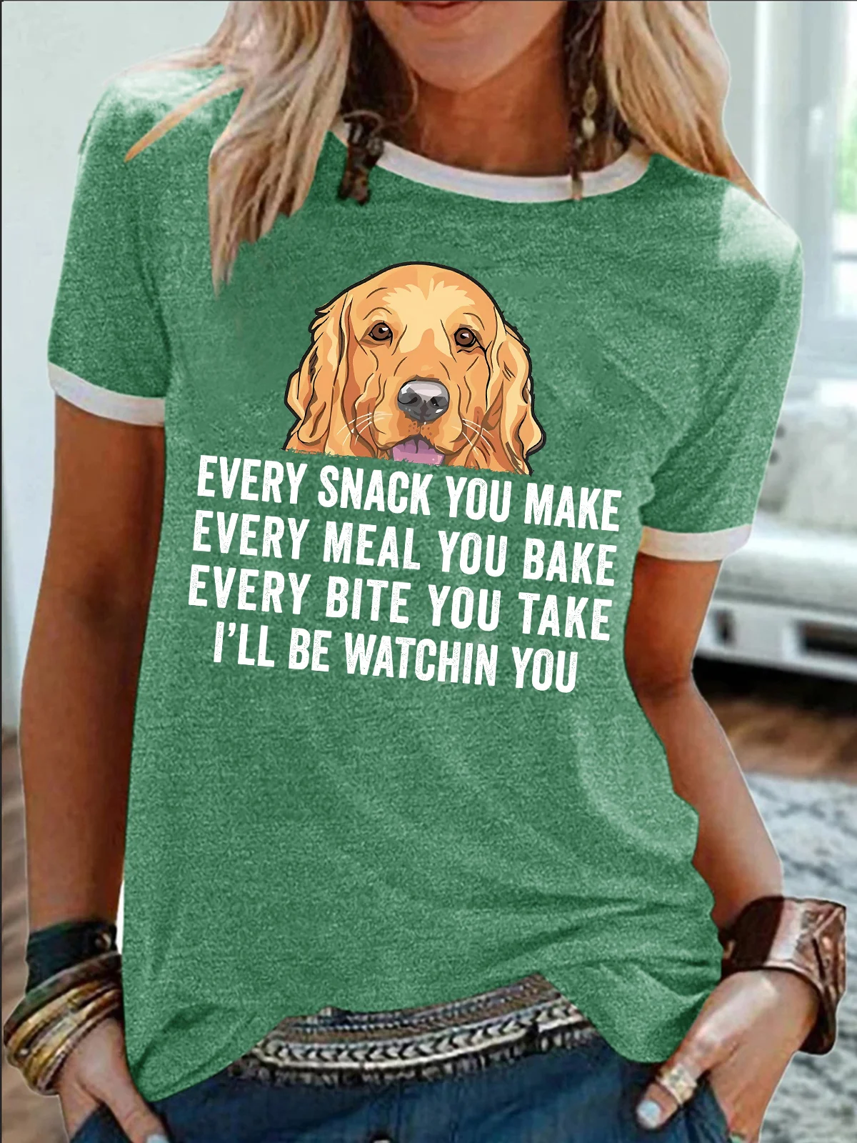 Women's Every Snack You Make Every Meal You Bake Every Bite You Take I'll Be Watching You Funny Graphic Printing Cotton-Blend Casual Regular Fit Text Letters T-Shirt