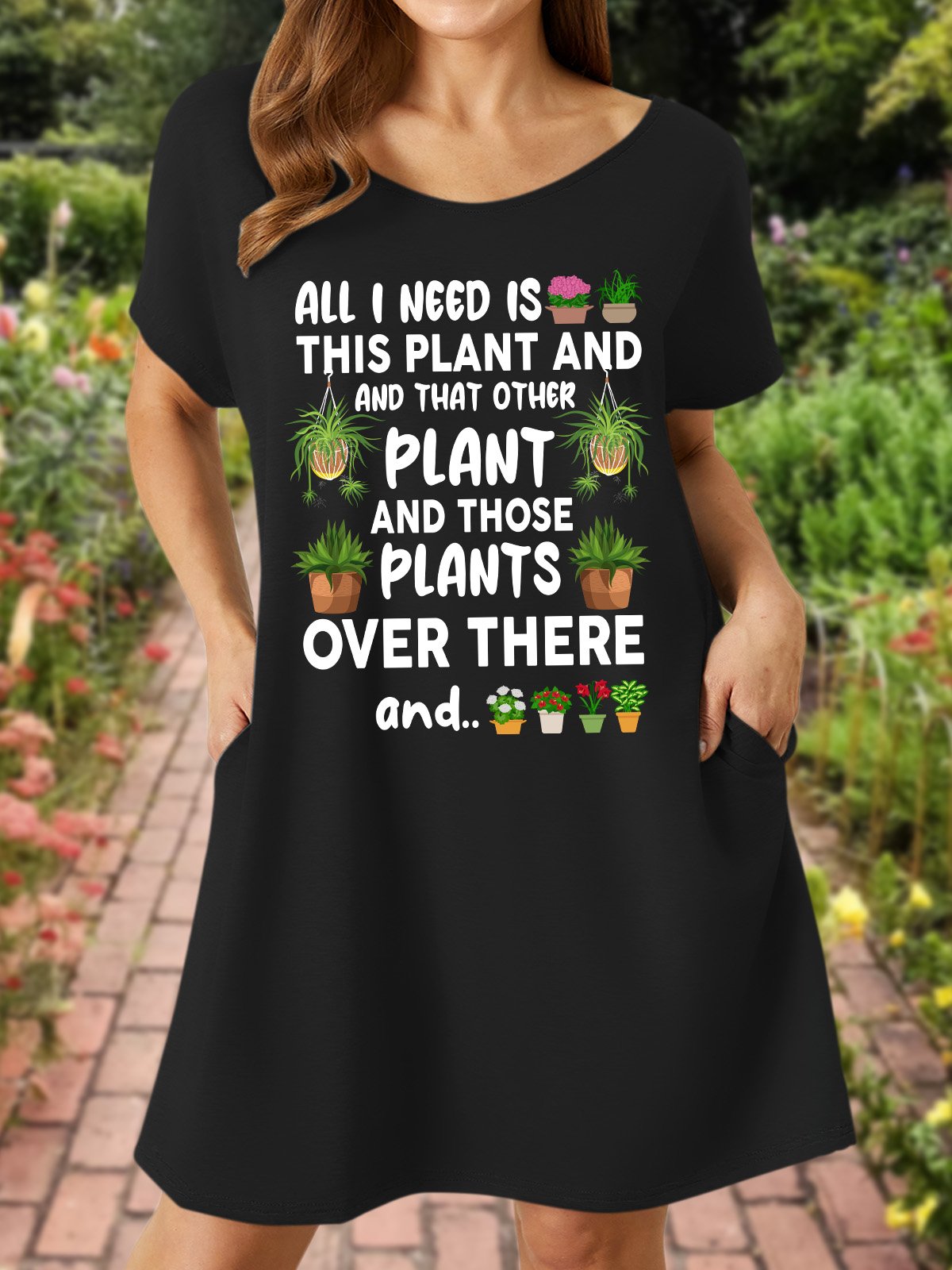 Lilicloth X Manikvskhan Gift For Plant Lover All I Need Is This Plant And That Other Plant Women‘s V Neck Dress