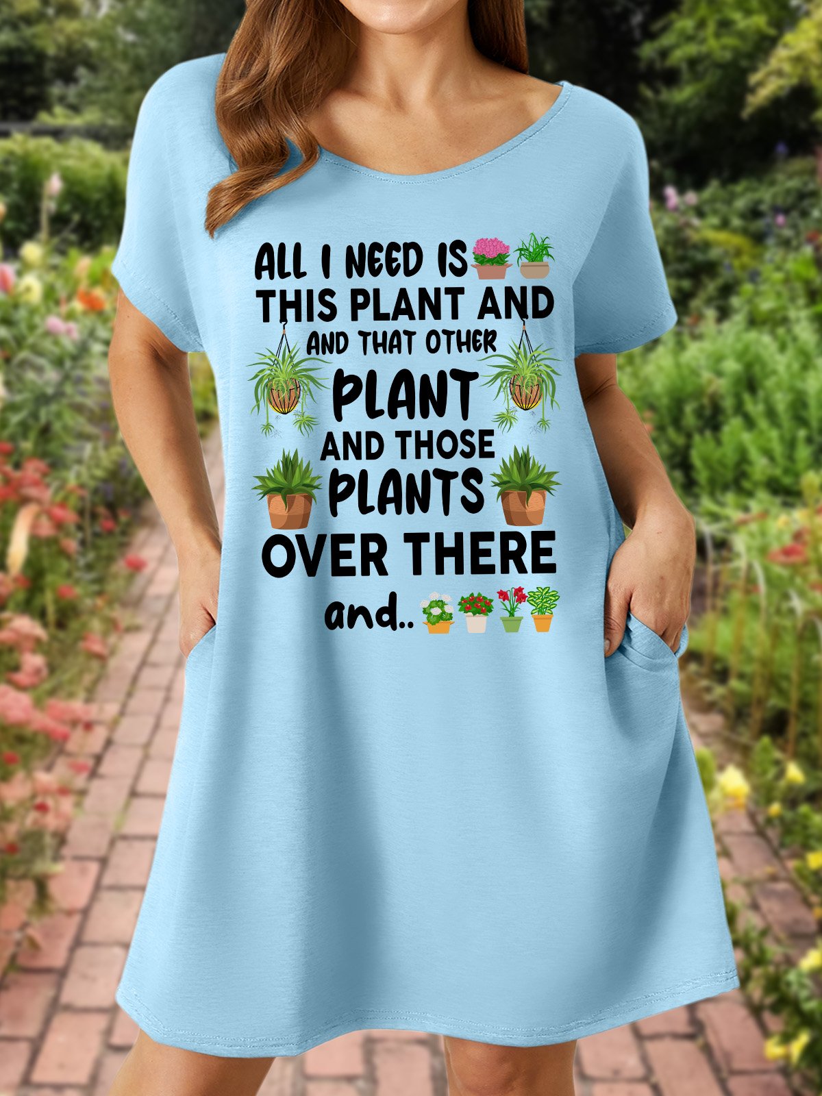 Lilicloth X Manikvskhan Gift For Plant Lover All I Need Is This Plant And That Other Plant Women‘s V Neck Dress