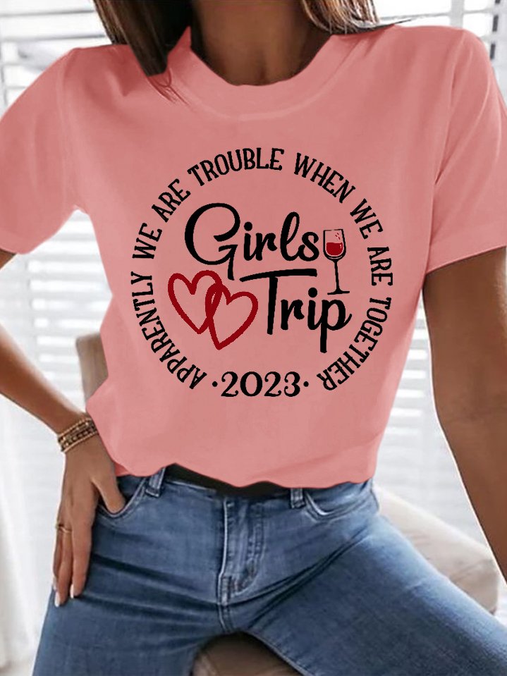 Women's Girls Trip Crew Neck Casual Cotton T-Shirt