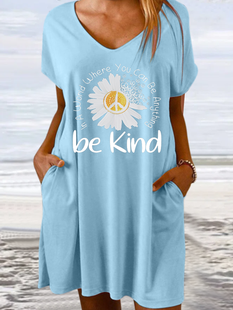 Women's Daisy Be Kind V Neck Loose Casual Dress