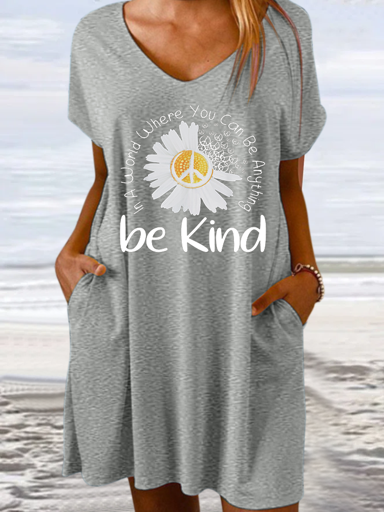 Women's Daisy Be Kind V Neck Loose Casual Dress