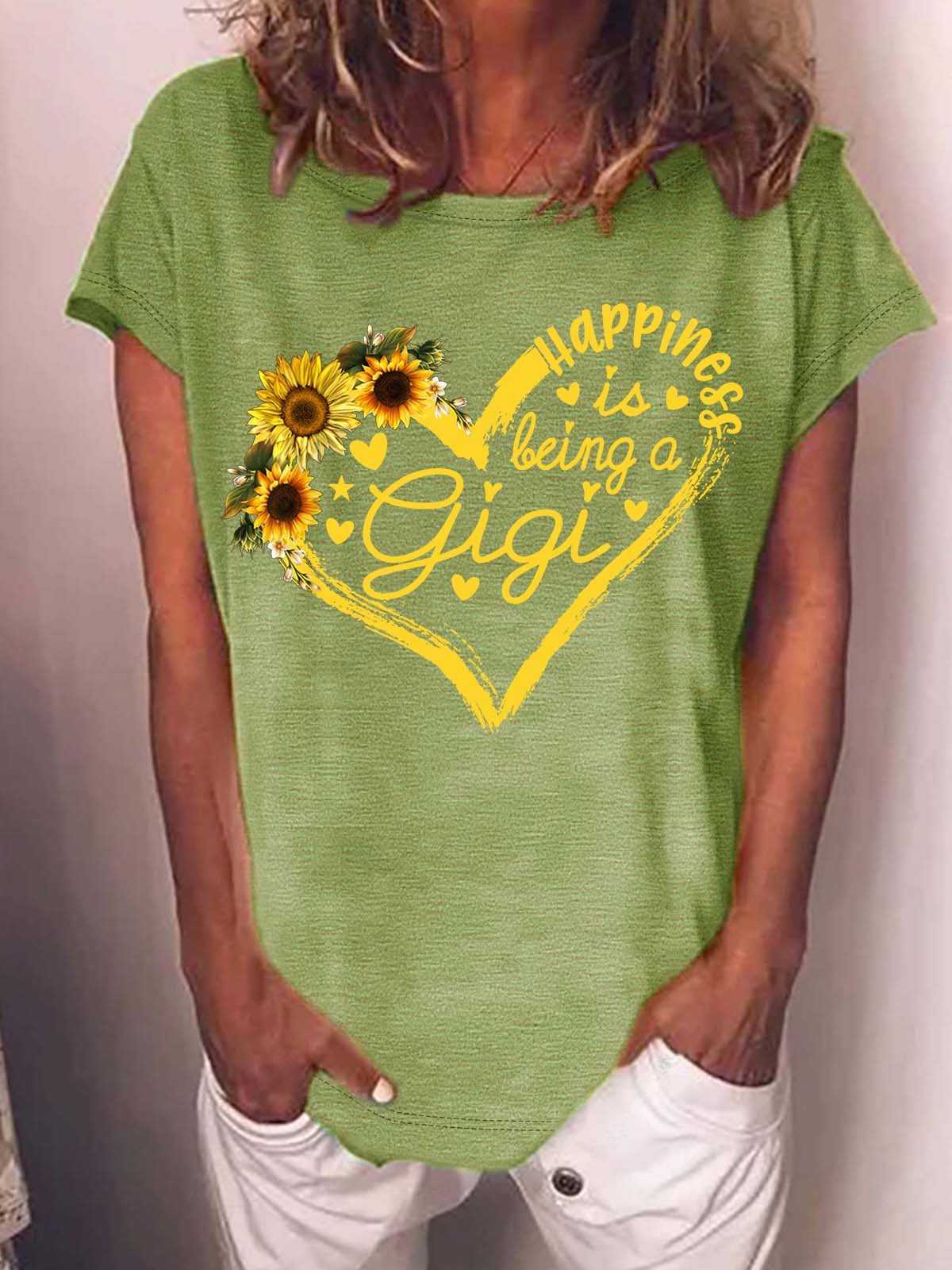 Women’s Happiness Is Being A Gigi Casual Crew Neck T-Shirt