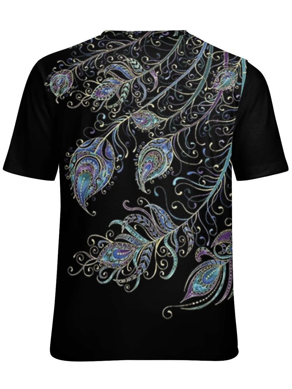 Women's Peacock Feathers Print Crew Neck T-Shirt