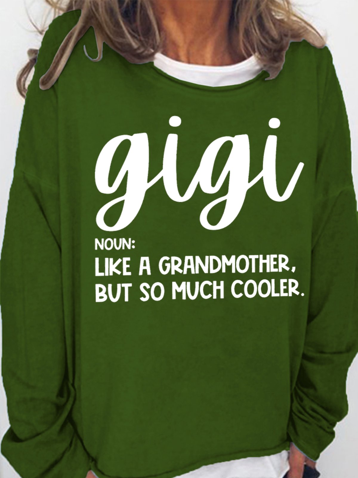 Women's Gigi Like A Grandmather But So Much Cooler Funny Graphic Printing Casual Text Letters Crew Neck Cotton-Blend Sweatshirt