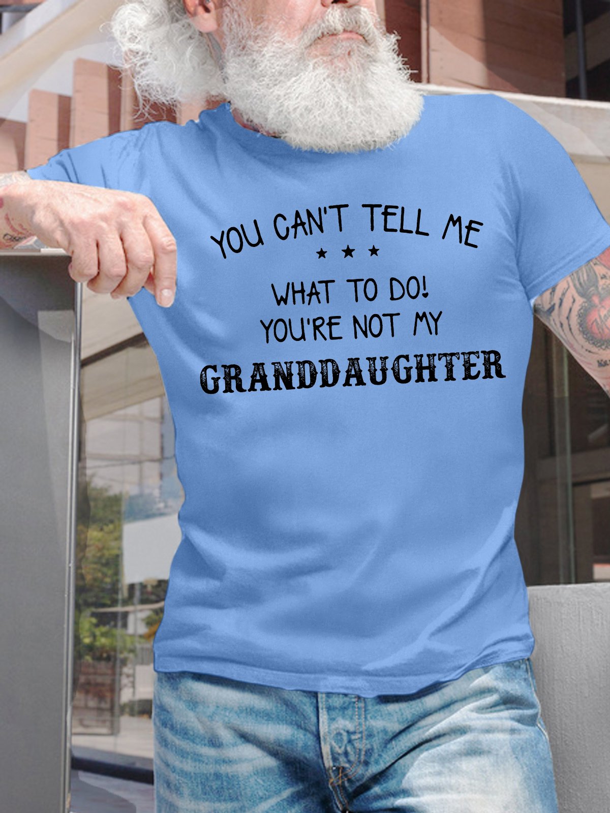 Men's You Can't Tell Me What To Do You Are Not My Granddaughter Funny Graphic Printing Loose Cotton Text Letters Casual T-Shirt