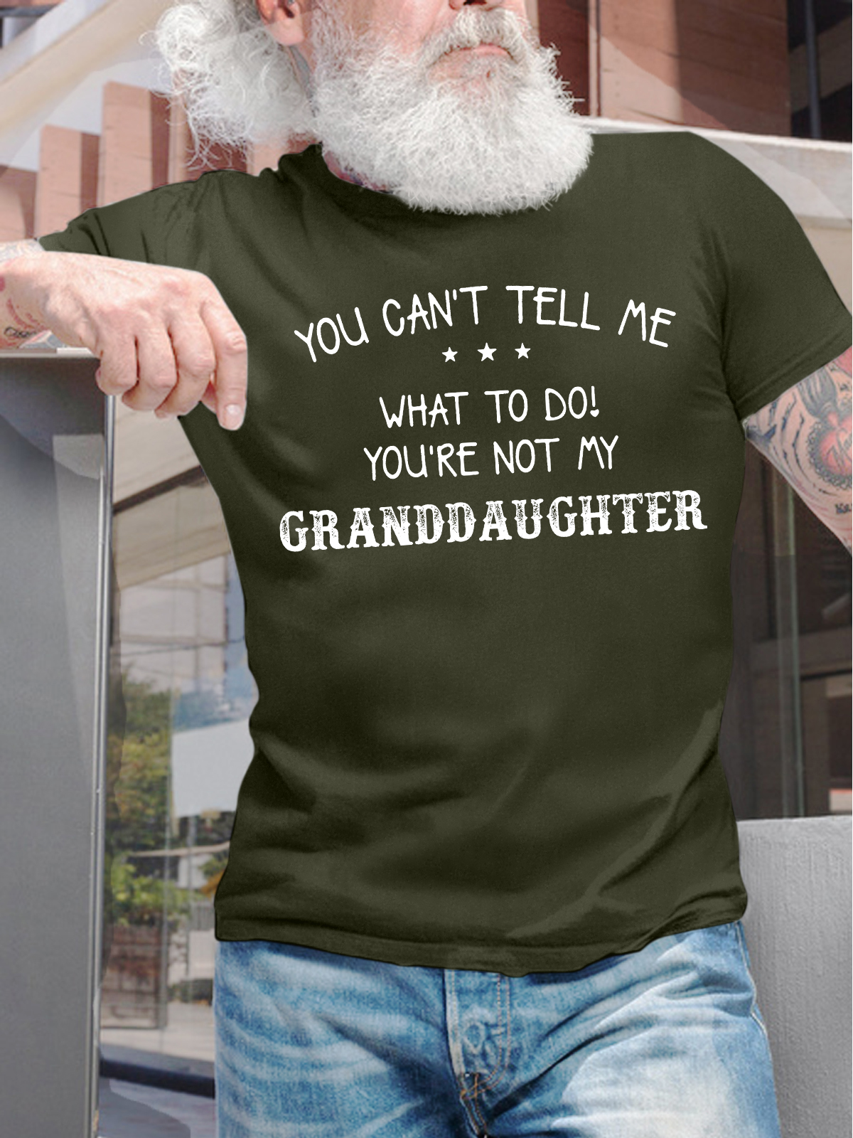 Men's You Can't Tell Me What To Do You Are Not My Granddaughter Funny Graphic Printing Loose Cotton Text Letters Casual T-Shirt