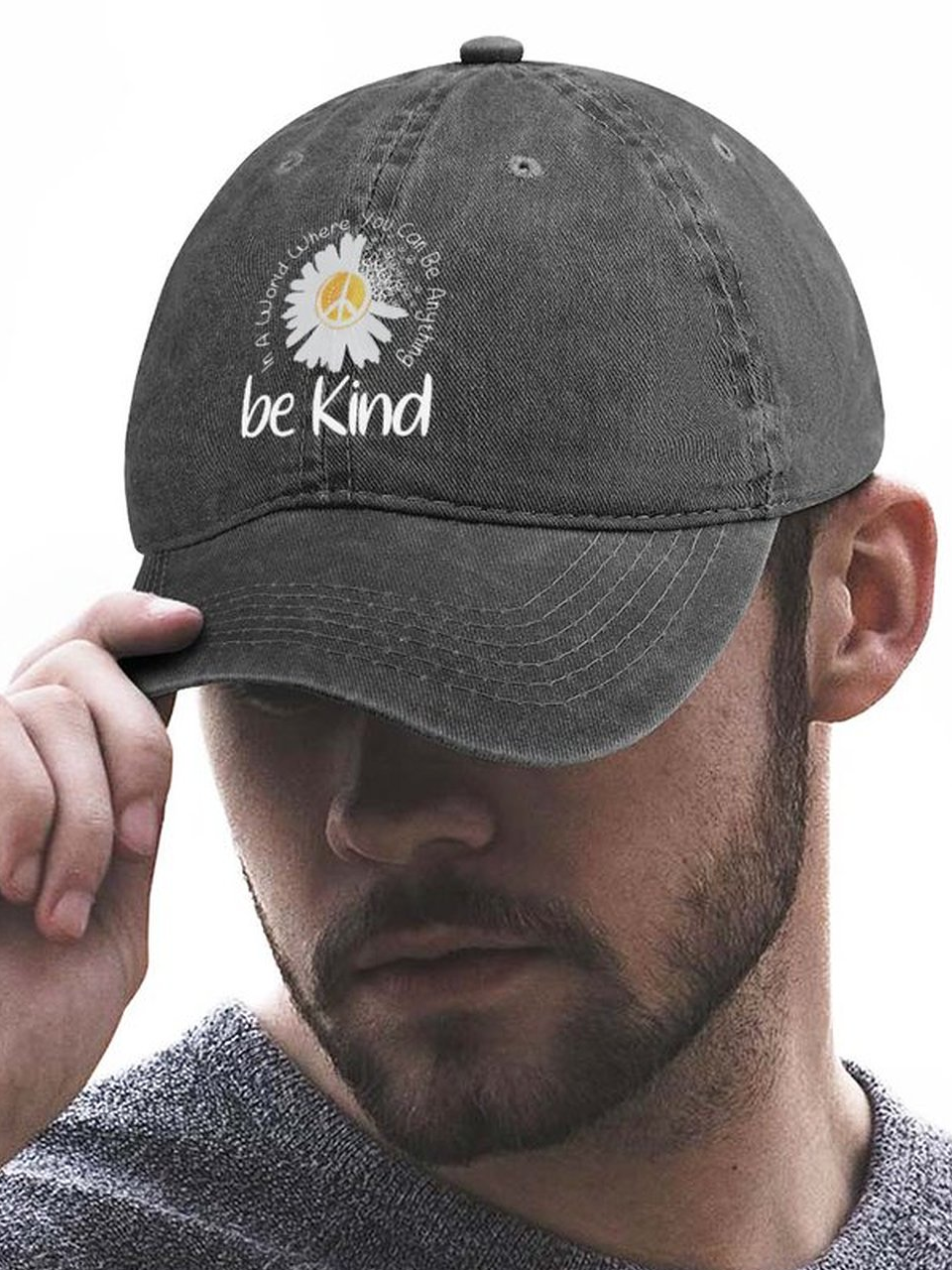 Daisy Be Kind Adjustable Denim Hat