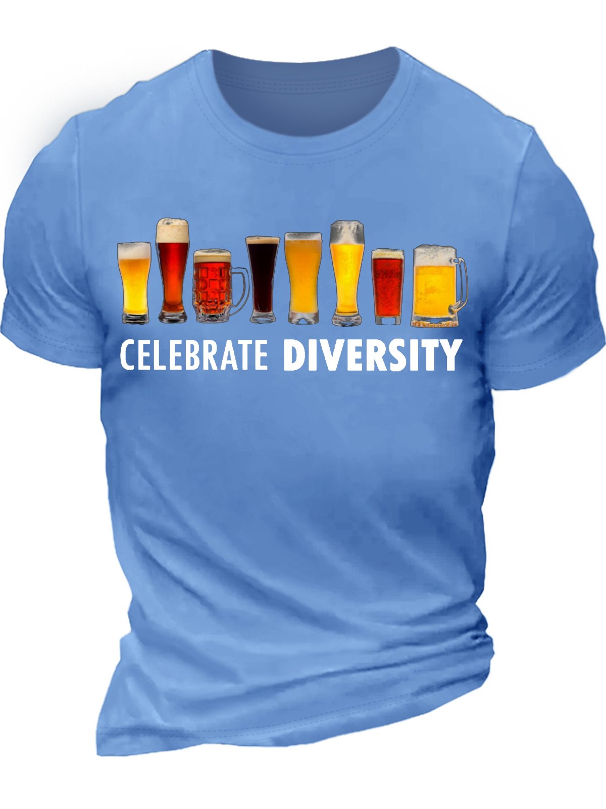 Mens Celebrate Diversity Beer Letters Casual T-Shirt