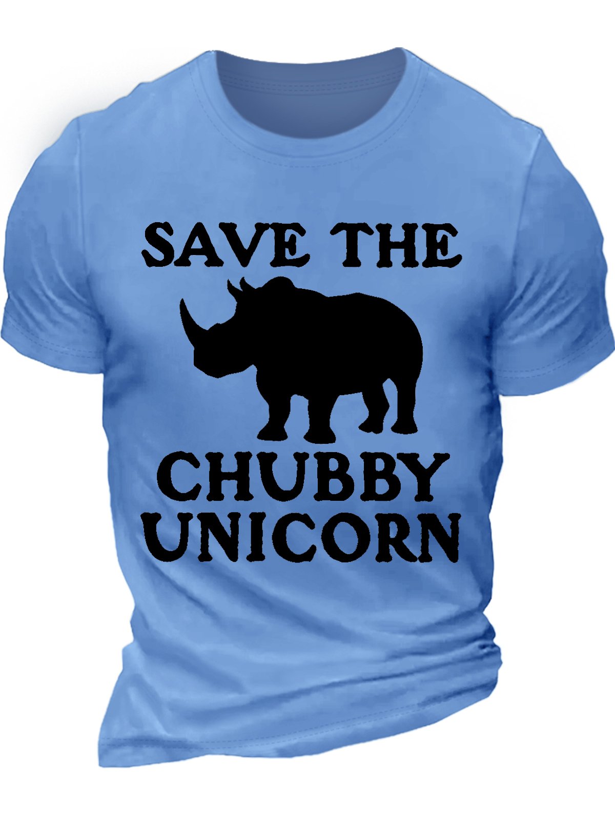 Men's Save The Chubby Unicorn Funny Graphic Printing Loose Cotton Text Letters Casual T-Shirt