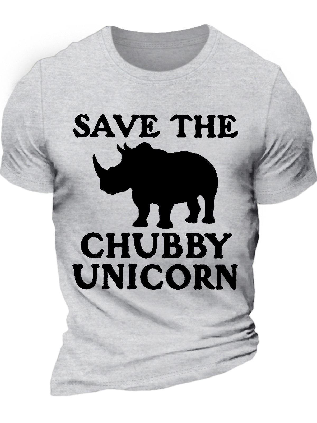 Men's Save The Chubby Unicorn Funny Graphic Printing Loose Cotton Text Letters Casual T-Shirt