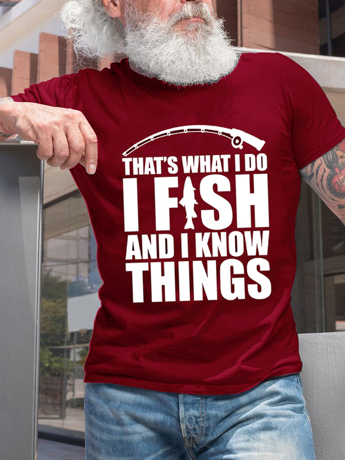 Funny Saying That's What I Do I Fish & I Know Things Crew Neck Cotton Vintage T-Shirt