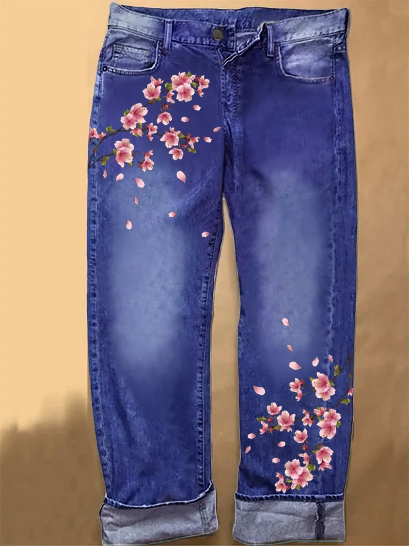 Women's flower Casual Denim Jeans