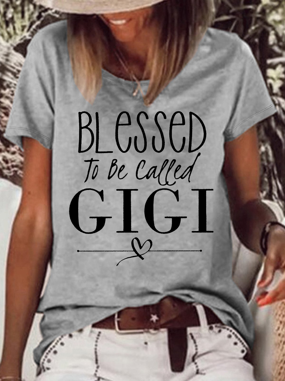 Women's Blessed To Be Called Gigi Crew Neck Casual T-Shirt