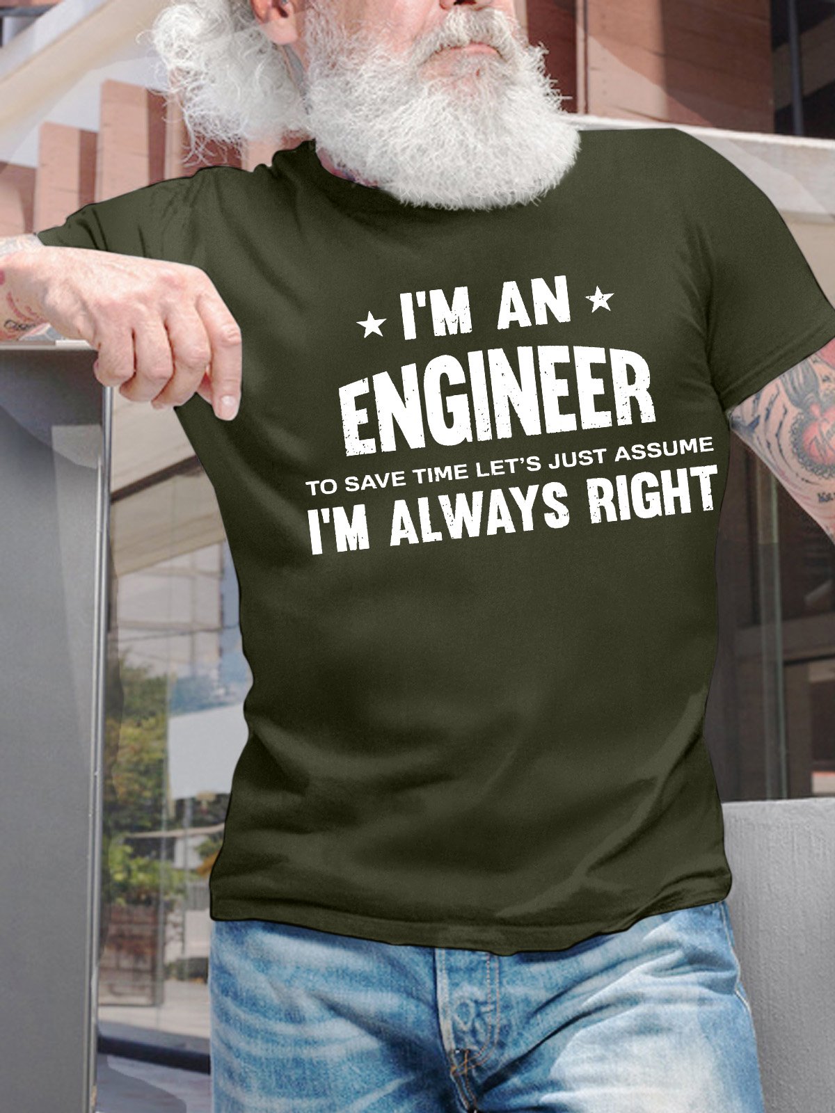 Men’s I’m An Engineer To Save Time Let’s Just Assume I’m Always Right Crew Neck Cotton Regular Fit Casual T-Shirt