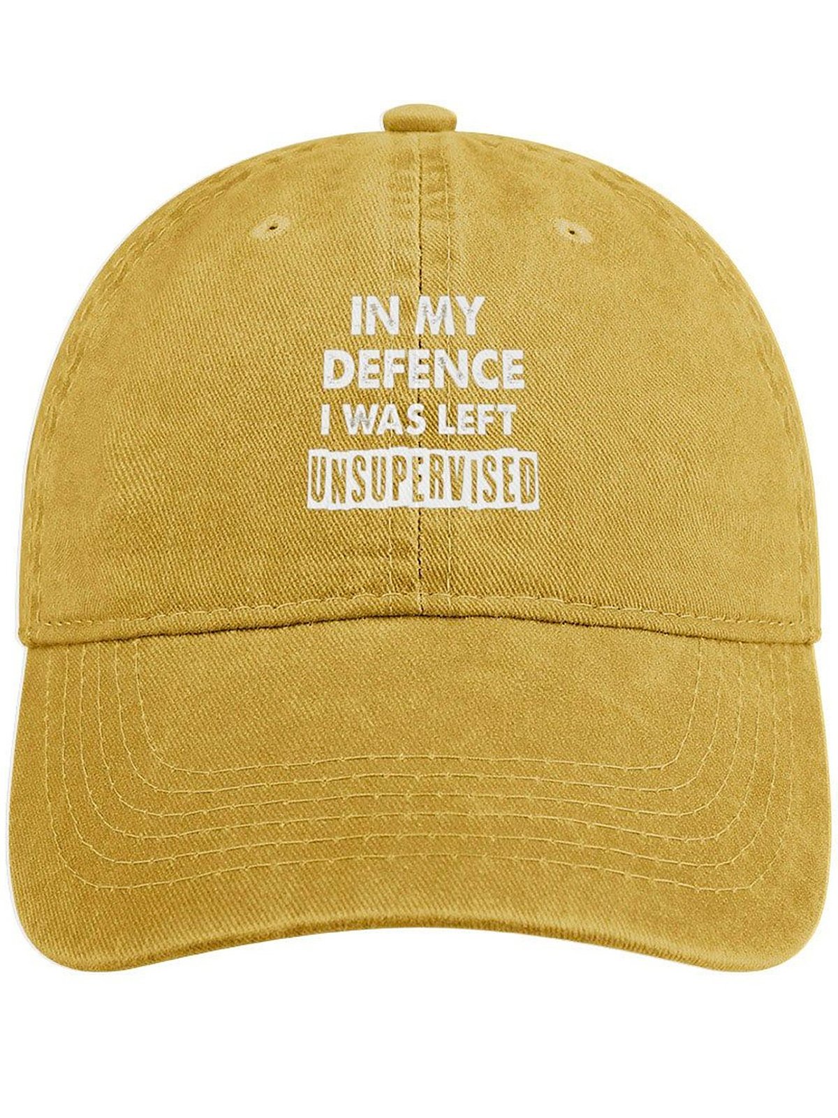 Men's In My Defence I Was Left Unsupervised Funny Graphic Printing Regular Fit Adjustable Denim Hat