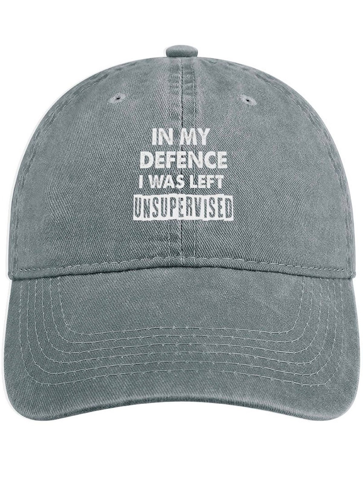 Men's In My Defence I Was Left Unsupervised Funny Graphic Printing Regular Fit Adjustable Denim Hat