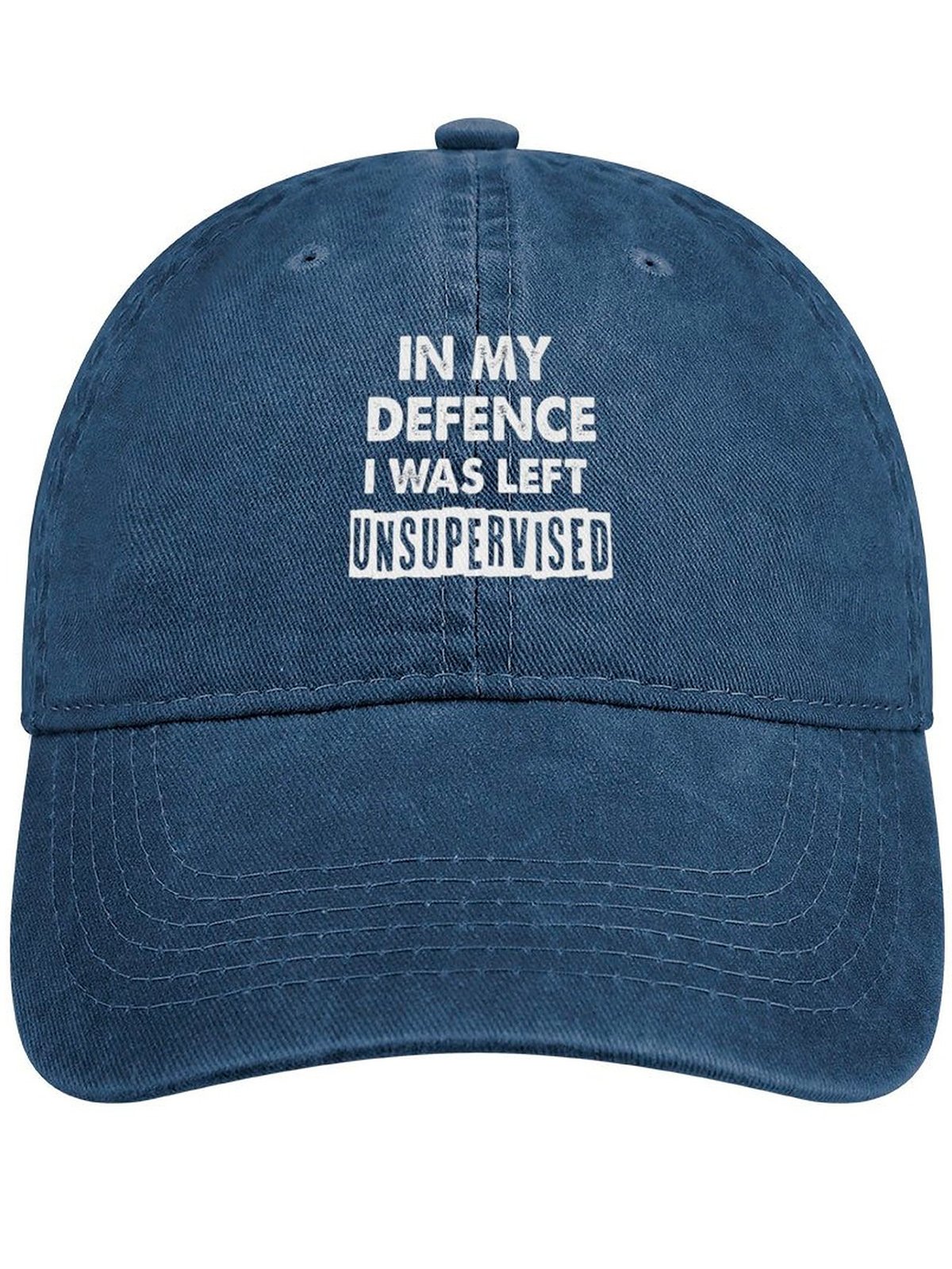 Men's In My Defence I Was Left Unsupervised Funny Graphic Printing Regular Fit Adjustable Denim Hat