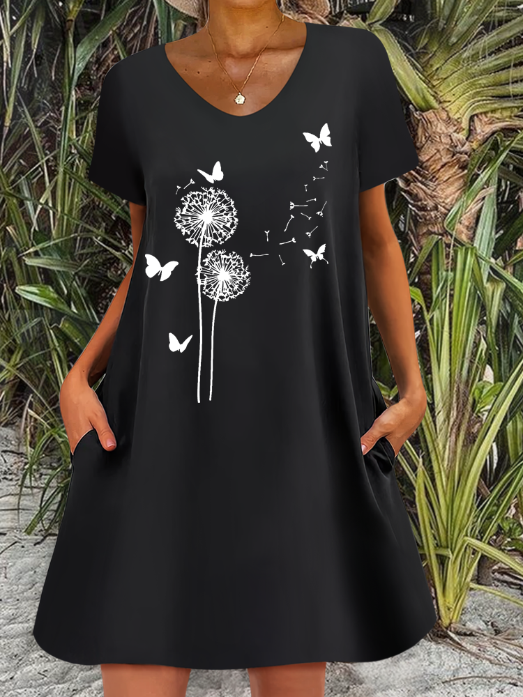 Women's Dandelion Print Casual Dress