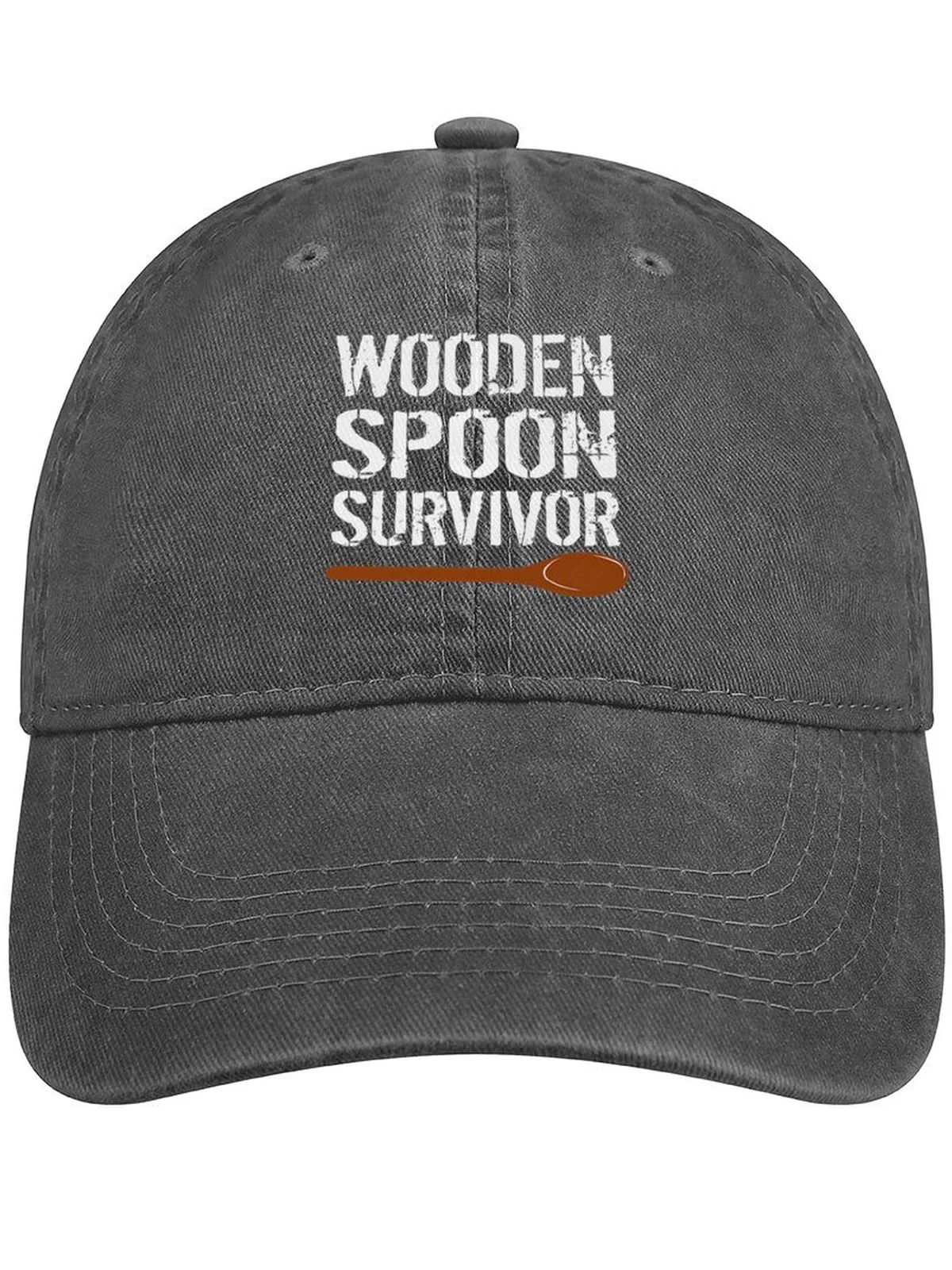 Men's Wooden Spoon Suvivor Funny Graphic Printing Regular Fit Adjustable Denim Hat