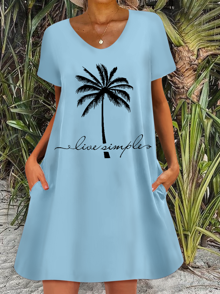 Women's Casual Loose Coconut Tree Dress