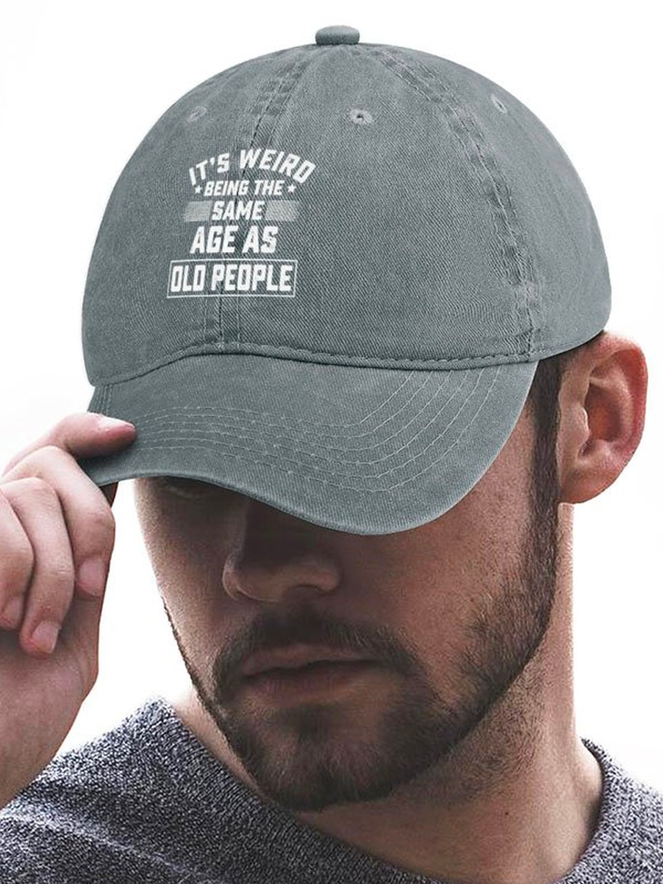 Men's It Is Weird Being The Same Age As Old People Funny Graphic Printing Regular Fit Adjustable Denim Hat Regular Fit Adjustable Denim Hat