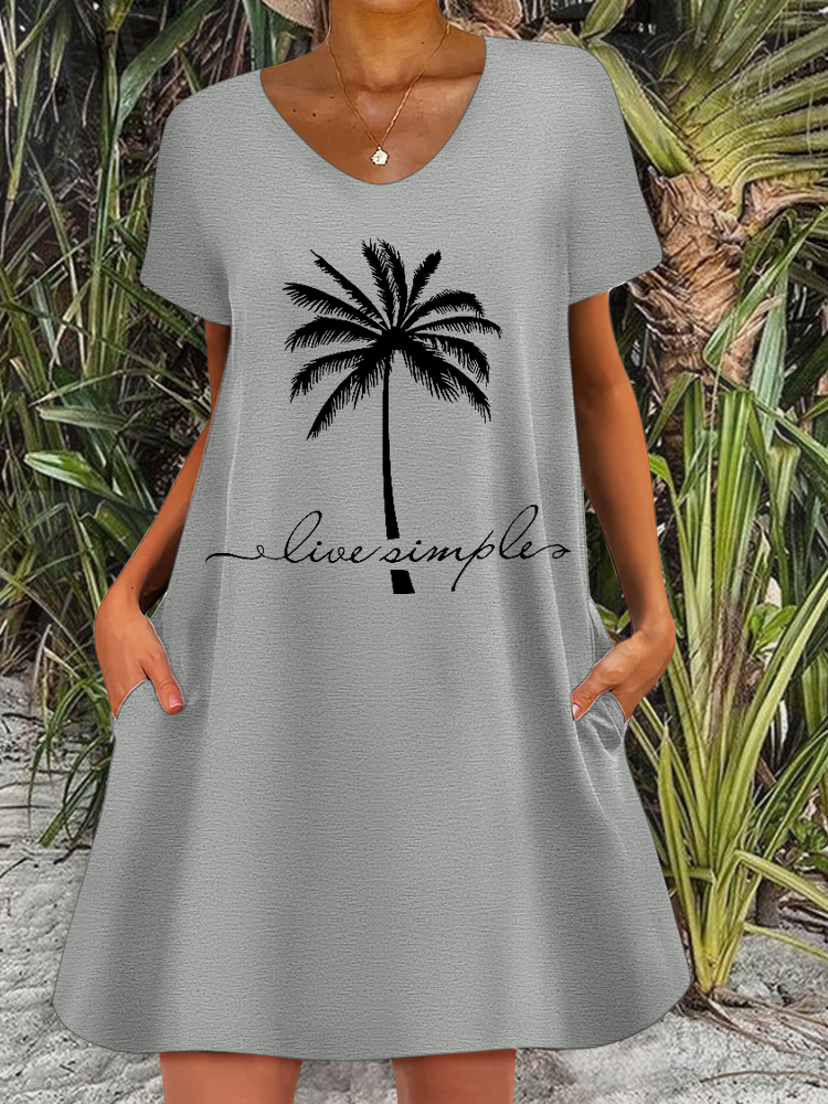 Women's Casual Loose Coconut Tree Dress