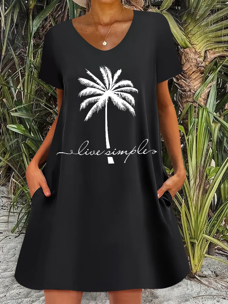 Women's Casual Loose Coconut Tree Dress