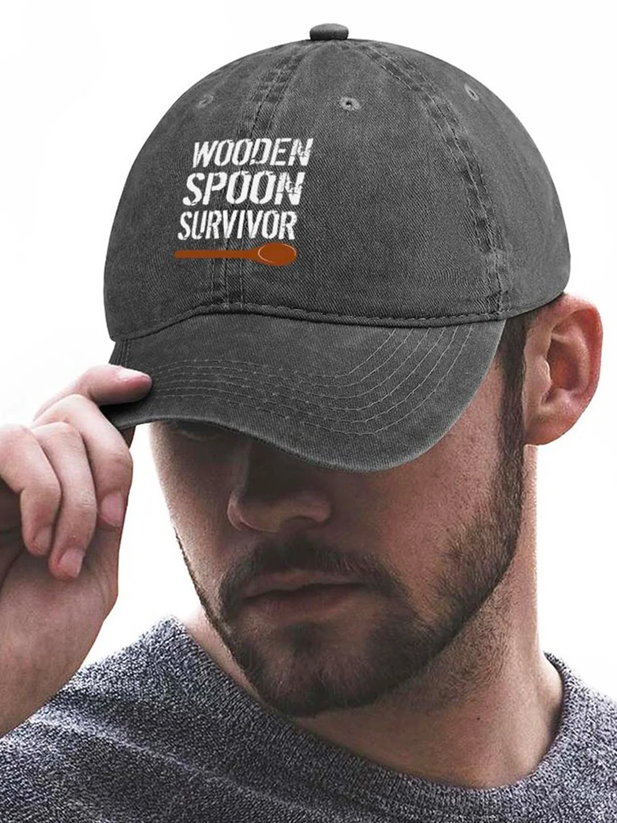 Men's Wooden Spoon Suvivor Funny Graphic Printing Regular Fit Adjustable Denim Hat