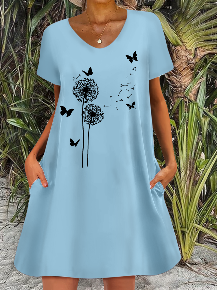 Women's Dandelion Print Casual Dress