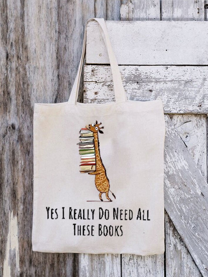 Women's Funny Word Yes I Really Need These Books Print Text Letters Shopping Tote