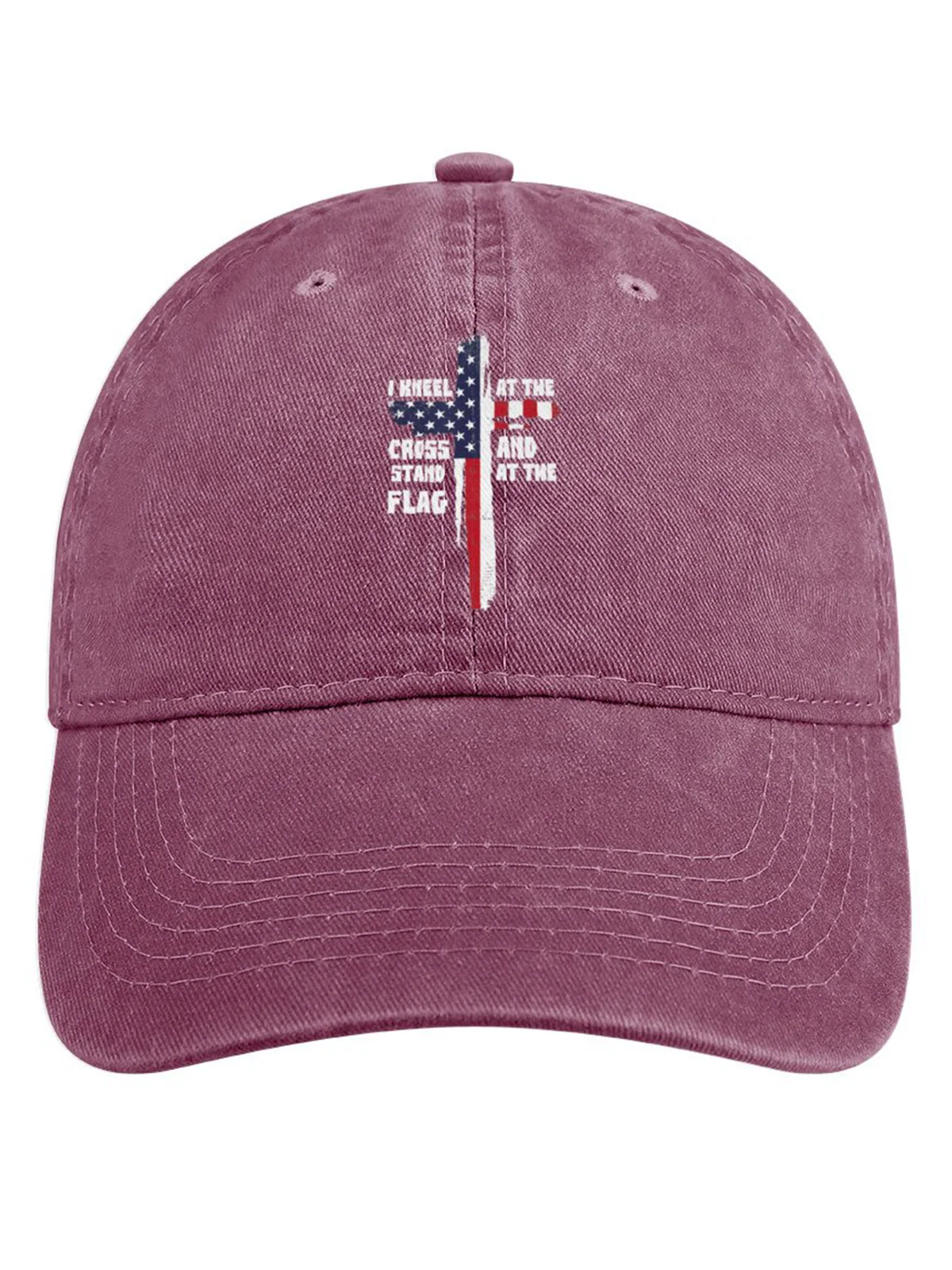 I Kneel At The Cross And Stand At The Flag Denim Hat