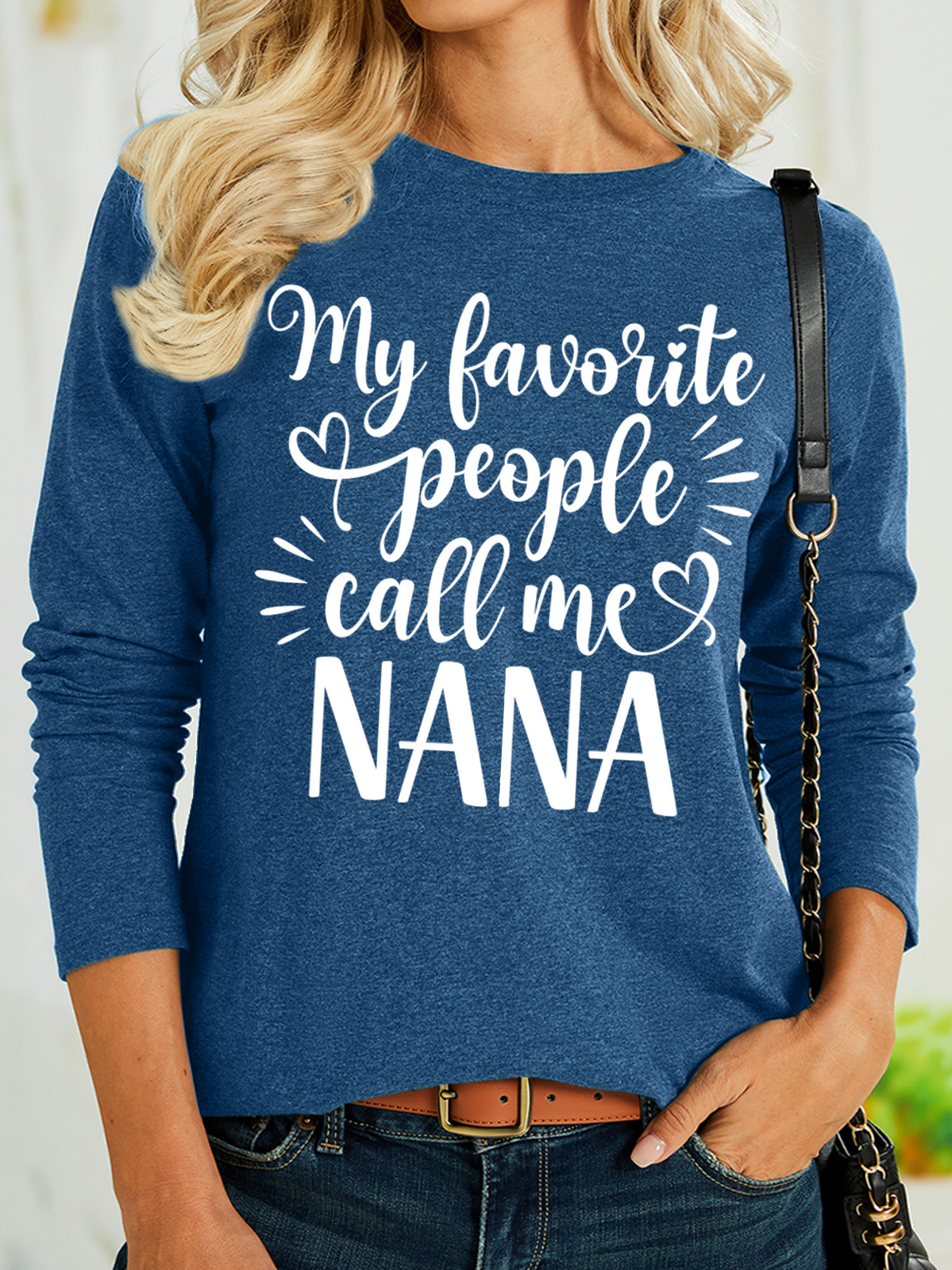 Women's My Favorite People Call Me Nana Funny Graphic Printing Cotton-Blend Casual Crew Neck Text Letters Shirt