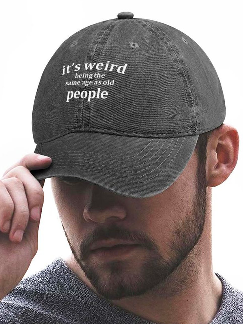 Men's /Women's It's Weird Being The Same Age As Old People Funny Graphic Printing Regular Fit Adjustable Denim Hat