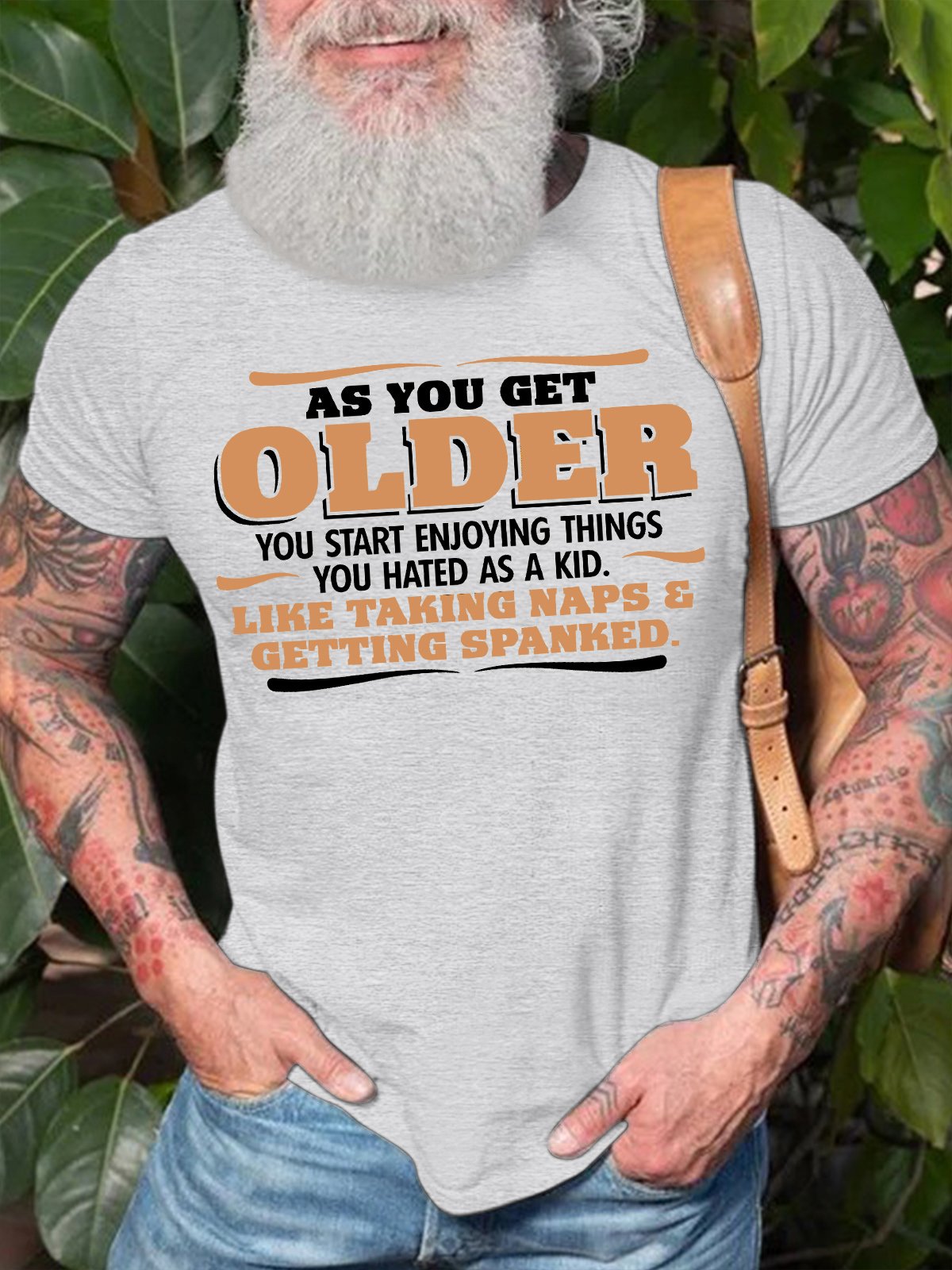 Men's As You Get Older You Start Enjoying Things You Hated As A Kid Like Taking Naps And Getting Spanked Funny Graphic Printing Casual Cotton Text Letters T-Shirt