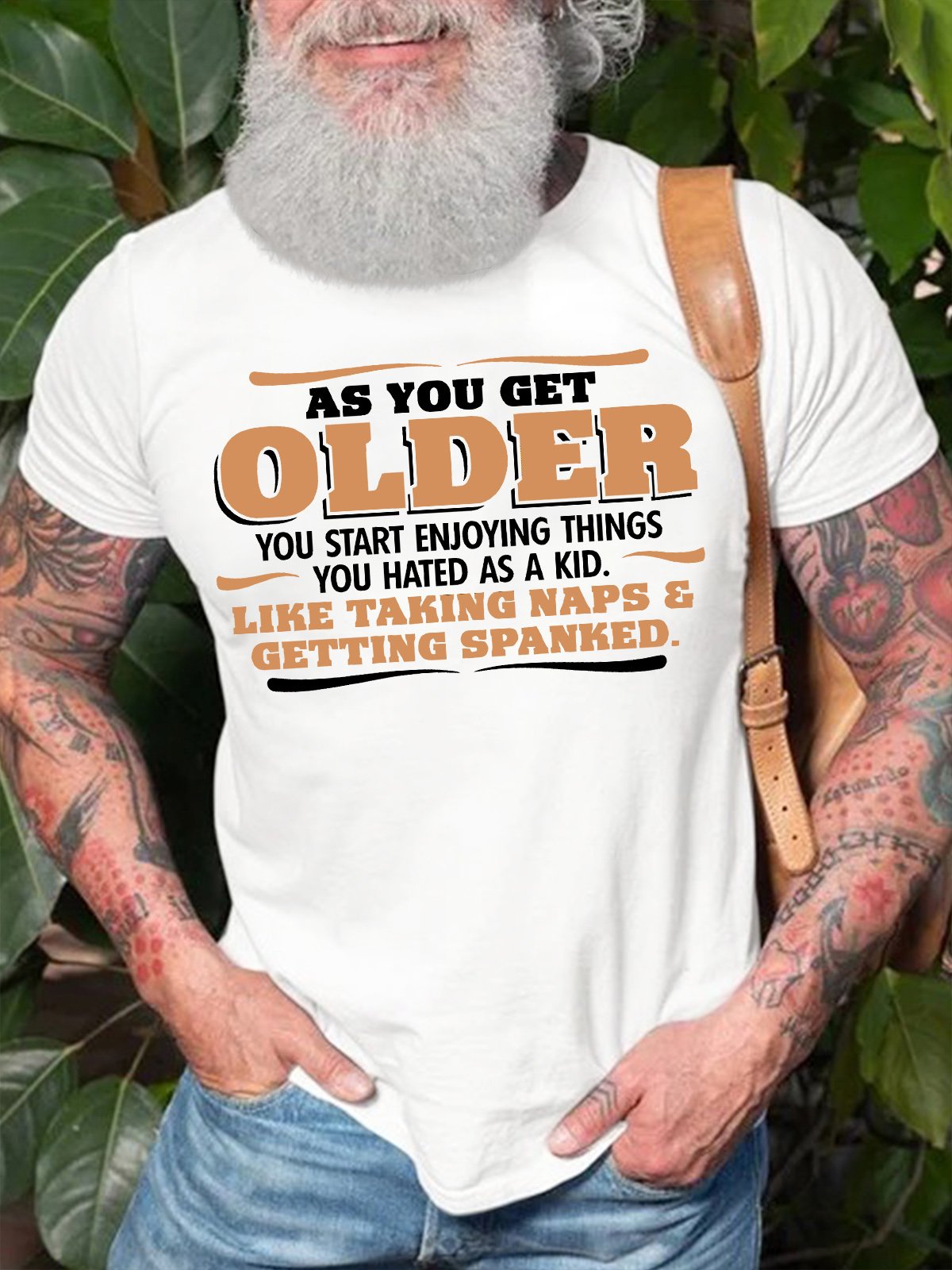 Men's As You Get Older You Start Enjoying Things You Hated As A Kid Like Taking Naps And Getting Spanked Funny Graphic Printing Casual Cotton Text Letters T-Shirt