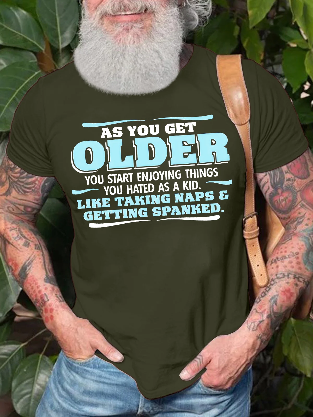 Men's As You Get Older You Start Enjoying Things You Hated As A Kid Like Taking Naps And Getting Spanked Funny Graphic Printing Casual Cotton Text Letters T-Shirt