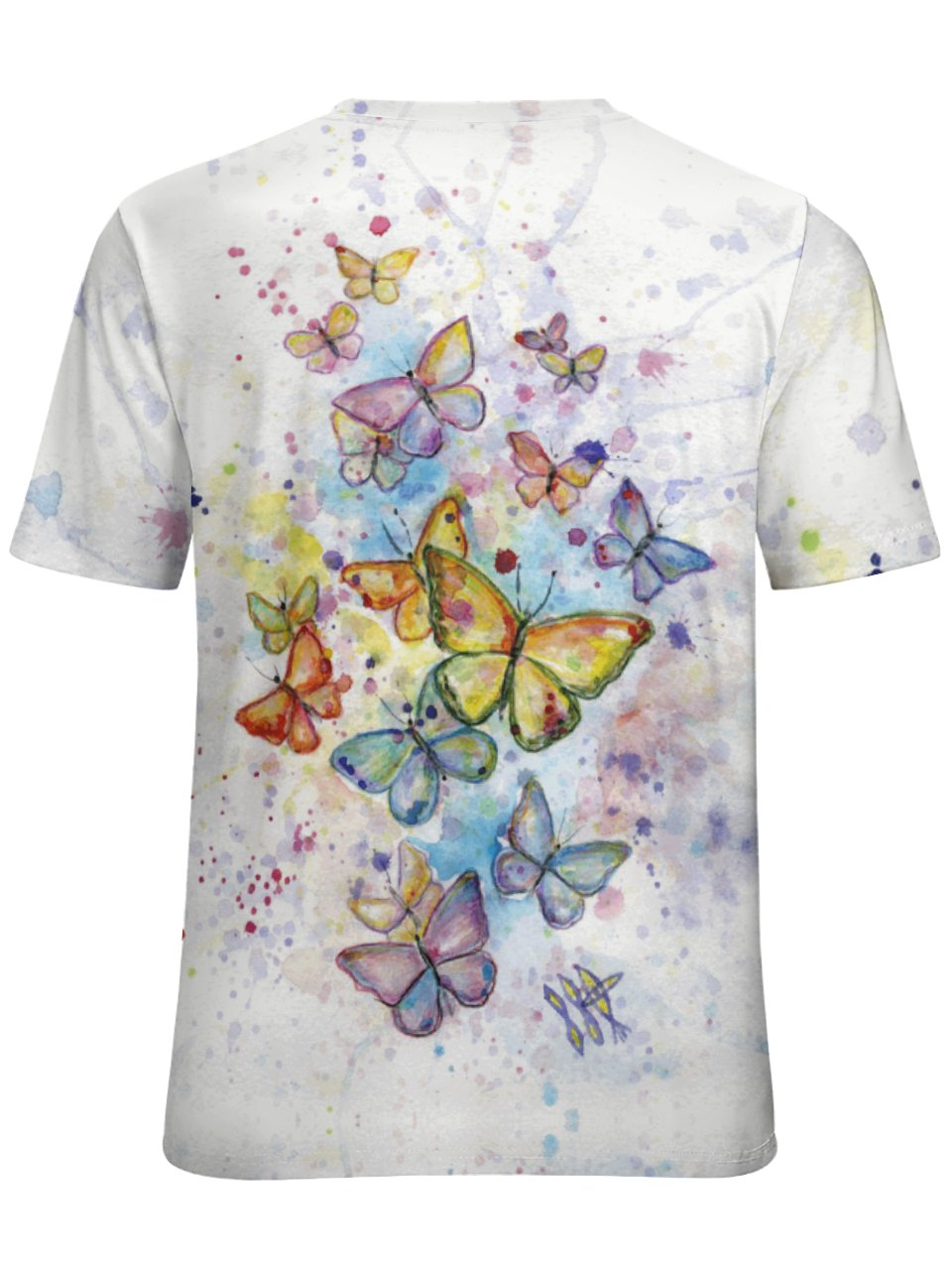 Women's Cute Butterfly Simple Color Block T-Shirt