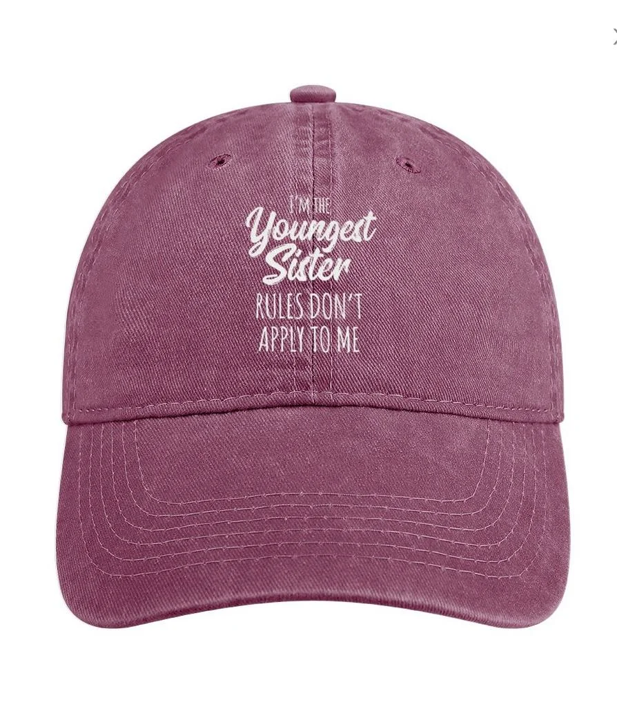 Funny Youngest Sister Letter Print Hat