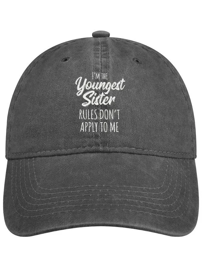 Funny Youngest Sister Letter Print Hat