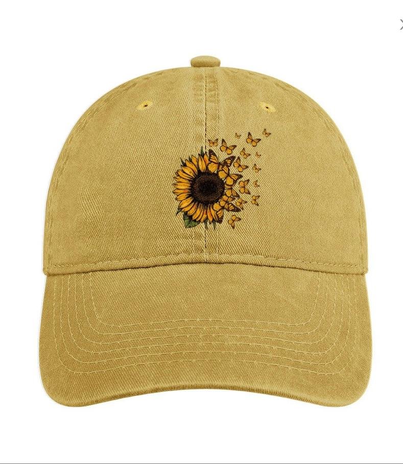 Sunflower Butterfly Print Casual Hat