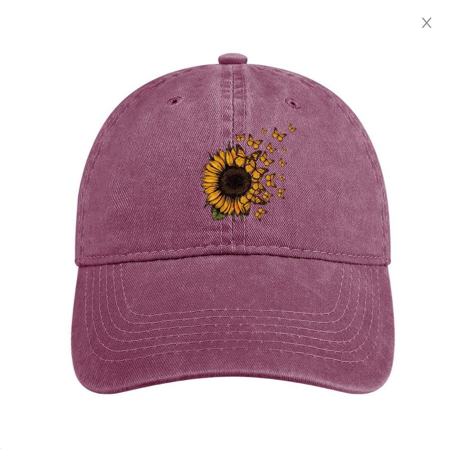 Sunflower Butterfly Print Casual Hat